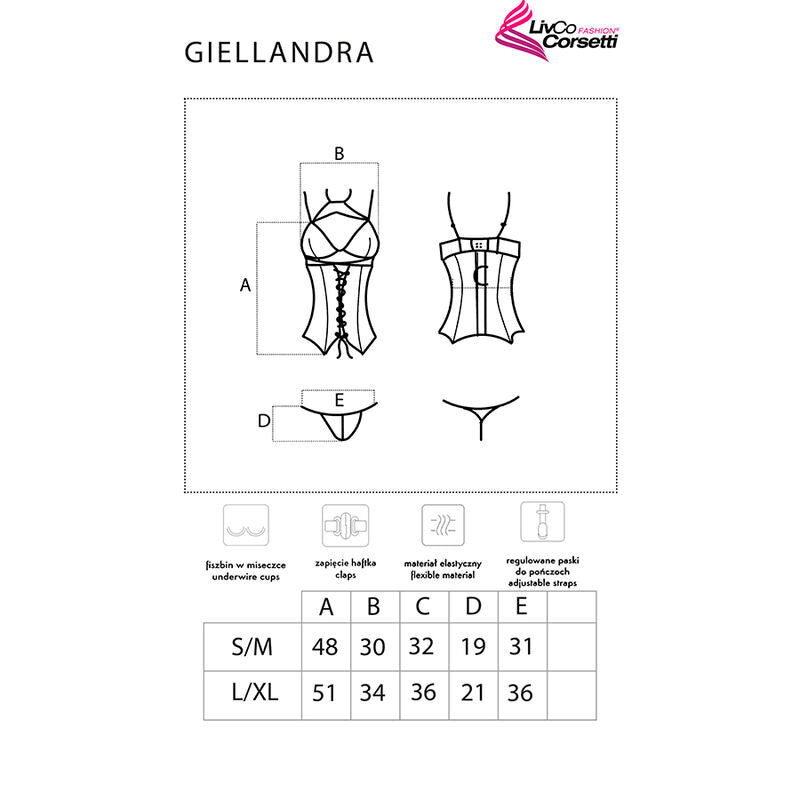 LIVCO CORSETTI FASHION - COLLECTION GIELLANDRA FOR THE SENSES CORSET + CULOTTE NOIR L/XL
