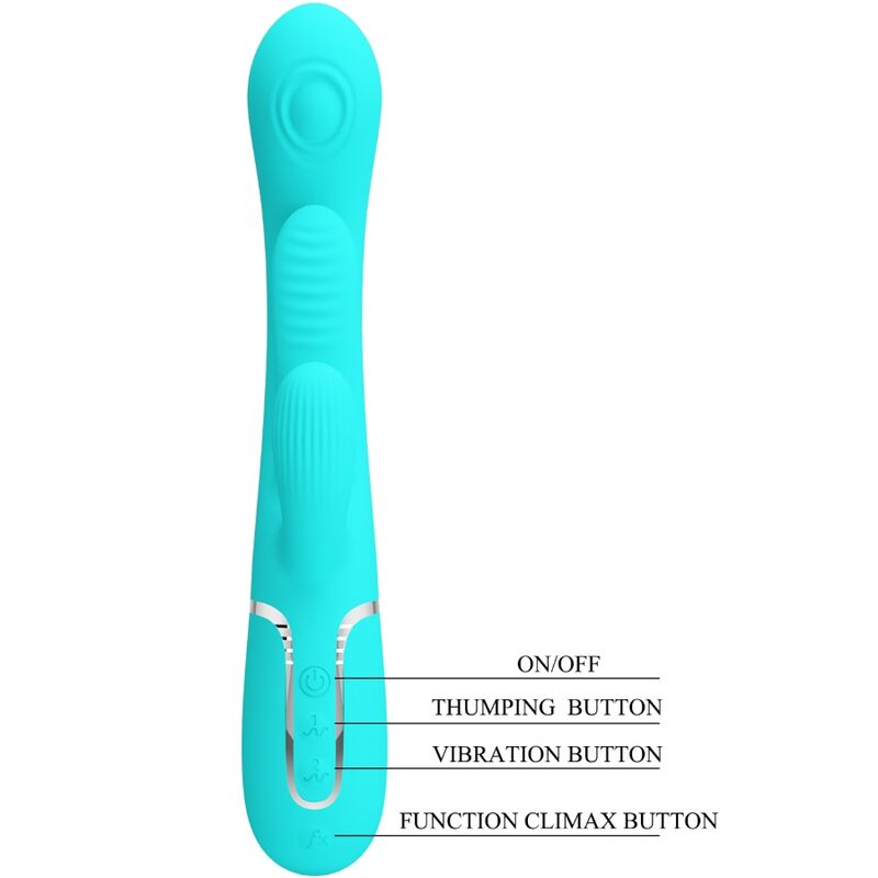 PRETTY LOVE - SHANIA TRIPLE RABBIT VIBRATEUR MULTIFONCTION 3 EN 1 BLEU