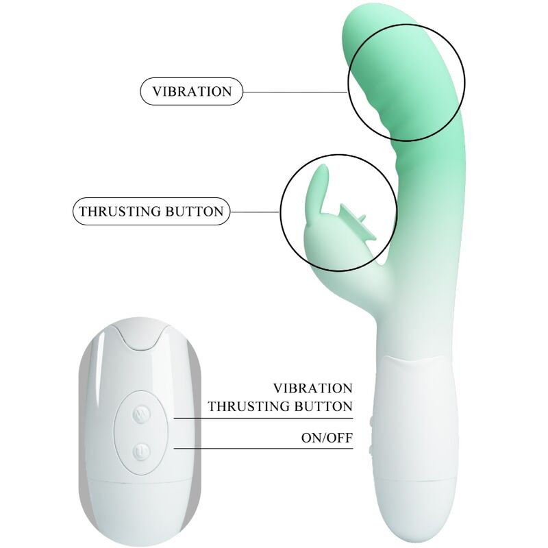 PRETTY LOVE - VIBRATEUR LAPIN CERBERUS 30 VIBRATIONS VERT