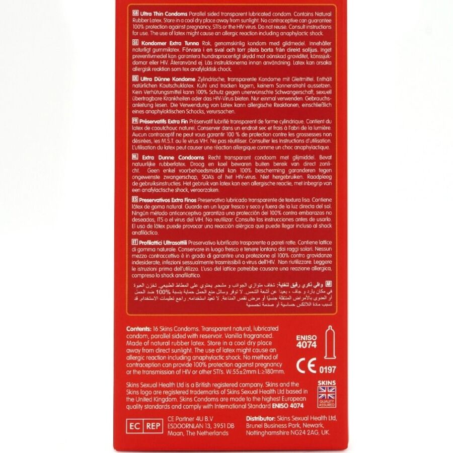SKINS - PACK DE 16 PRÉSERVATIFS ULTRA FINS PREMIUM