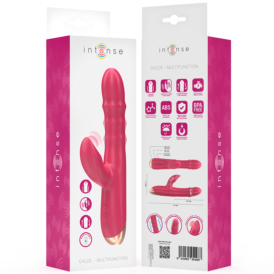 INTENSE - CHLOE VIBRATEUR MULTIFONCTION 3 EN 1 ROUGE