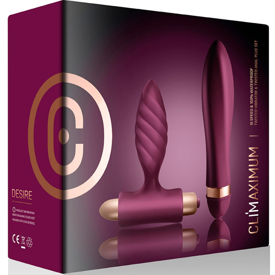 CLIMAXIMUM - KIT DESIRE VIBRATEUR TORSADÉ + PLUG ANAL