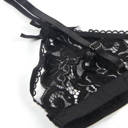 SUBBLIME - SET ENSEMBLE TROIS PIÈCES SOUTIEN-GORGE + PORTE-JARRETELLE + STRING L/XL