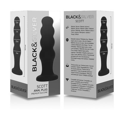 BLACK&SILVER - PLUG ANAL EN SILICONE SCOTT PREMIUM NOIR