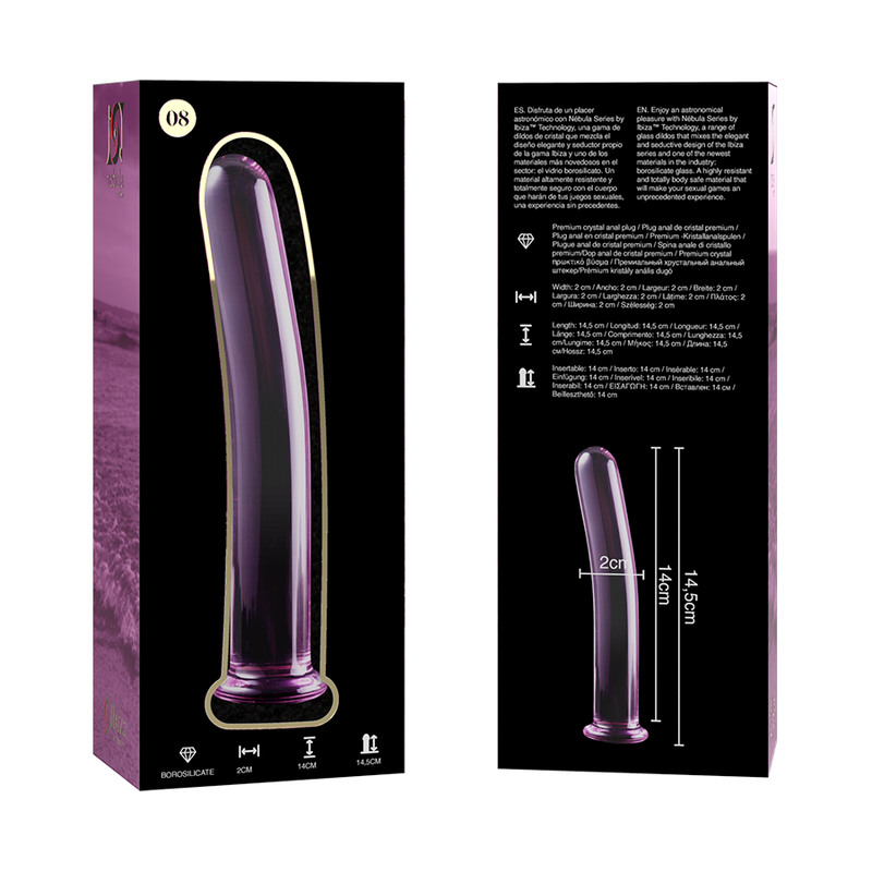 NEBULA SERIES BY IBIZA - MODÈLE 8 GODE EN VERRE BOROSILICATE CLAIR 14.5 CM -O- 2 CM