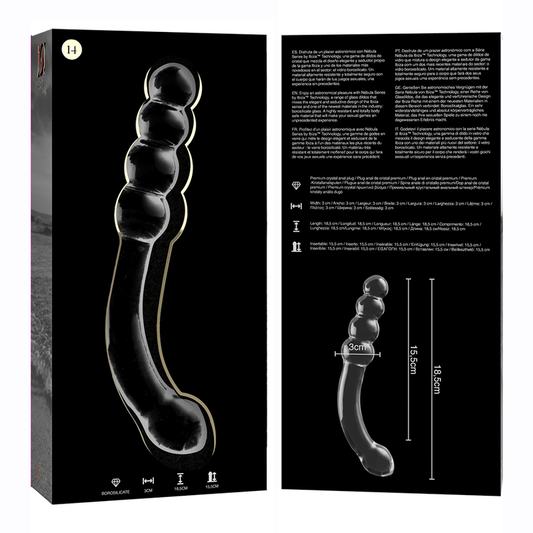 NEBULA SERIES BY IBIZA - MODÈLE 14 GODE EN VERRE BOROSILICATE CLAIR 18.5 CM -O- 3 CM