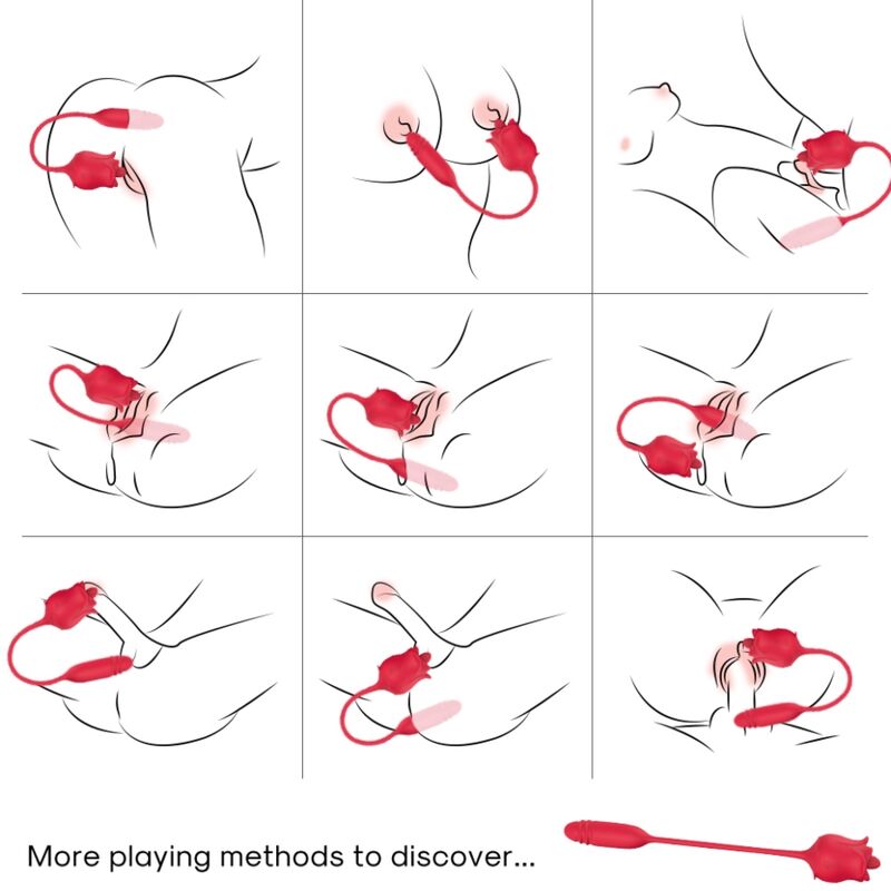 ARMONY - 3-EN-1 ROSE, STIMULATEUR, ASPIRATION ET UP&DOWN AVEC QUEUE ROUGE