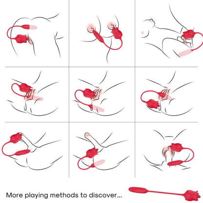 ARMONY - 3-EN-1 ROSE, STIMULATEUR, ASPIRATION ET UP&DOWN AVEC QUEUE ROUGE