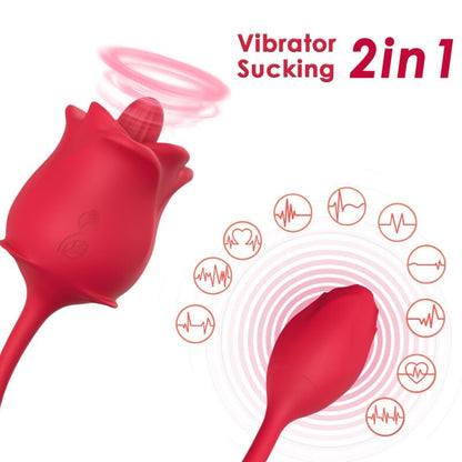 ARMONY - STIMULATEUR D'ASPIRATION ET VIBRATEUR ROSE 2 EN 1 10 MODES AVEC QUEUE ROUGE