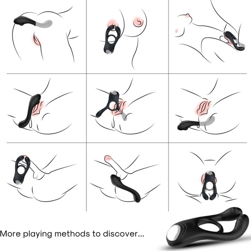 ARMONY - VEYRON DOUBLE VIBRATEUR ANNEAU JOUET POUR COUPLES TÉLÉCOMMANDE NOIR