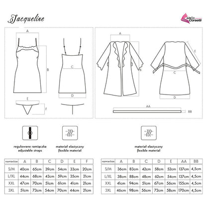 LIVCO CORSETTI FASHION - JACQUELINE LC 90249 ROBE DE CHAMBRE + CHEMISE + CULOTTE NOIR L/XL