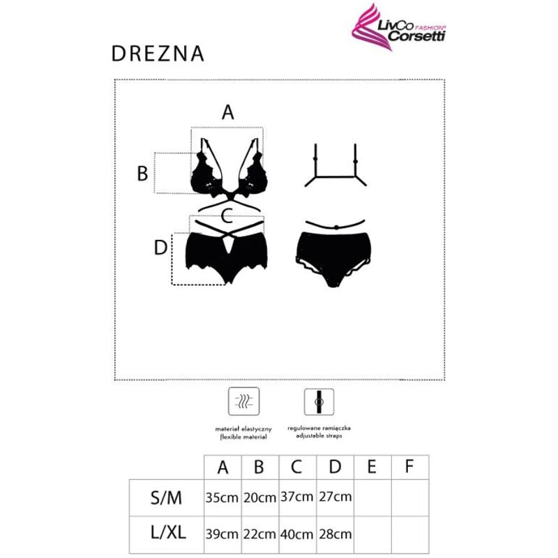LIVCO CORSETTI FASHION - DREZNA LC 90733 SOUTIEN-GORGE + CULOTTE NOIR L/XL