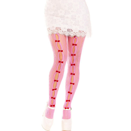 LEG AVENUE - BAS AVEC OUVERTURES COEUR & NOEUDS BLANCS