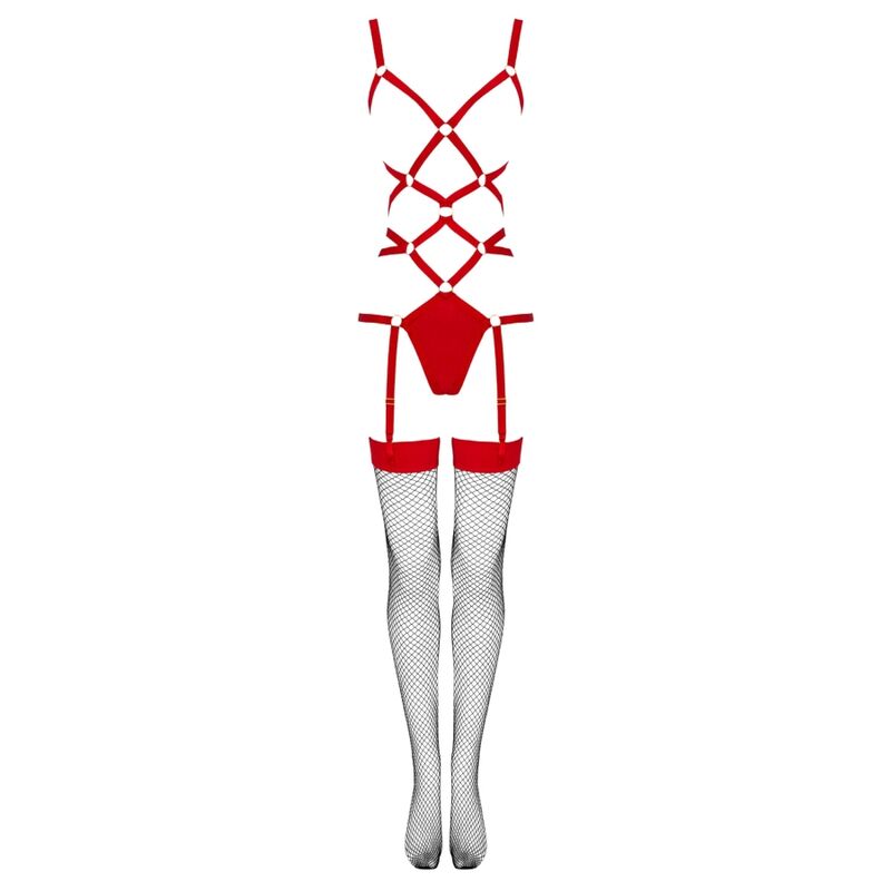 LIVCO CORSETTI FASHION - THIARA LC 20213 ENSEMBLE CORPS + BAS ROUGE L/XL