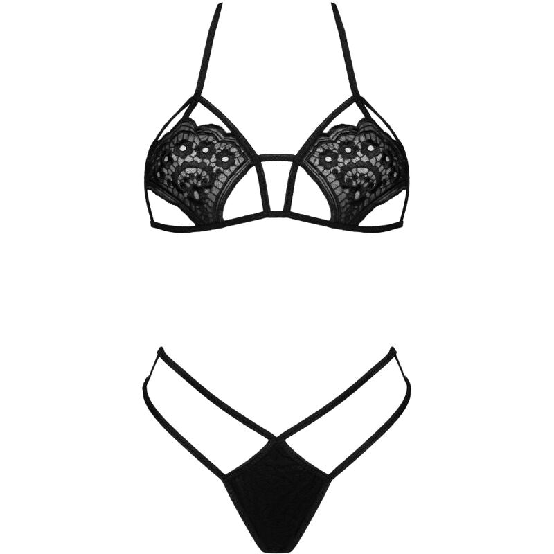 LIVCO CORSETTI FASHION - SOUTIEN-GORGE + STRING JIMENA LC 20216 NOIR TAILLE UNIQUE