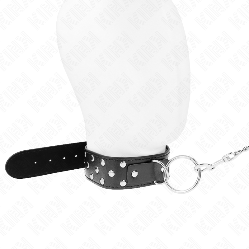 KINK - COLLIER RIVET ANNEAU AVEC CEINTURE 65 CM NOIR AJUSTABLE 36-50 CM X 3,8 CM