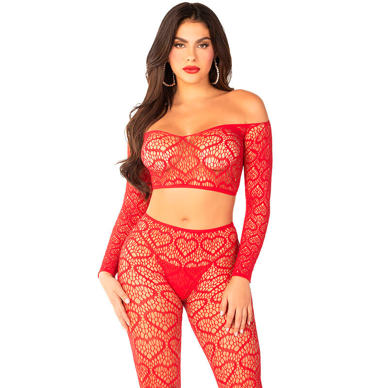 LEG AVENUE - CROP TOP + BAS ROUGE TAILLE UNIQUE