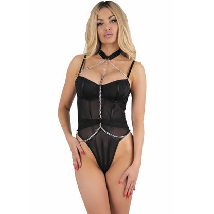 LIVCO CORSETTI FASHION - PEIGNOIR + CHEMISE + STRING MELISENDA CF 1709 NOIR S