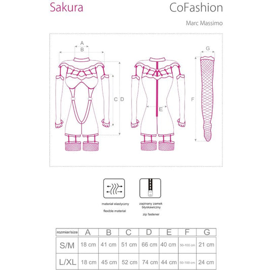 LIVCO CORSETTI FASHION - COMBINAISON SAKURA CF 90357 + GANTS LONGS + PORTE-JARRETELLES NOIR S/M