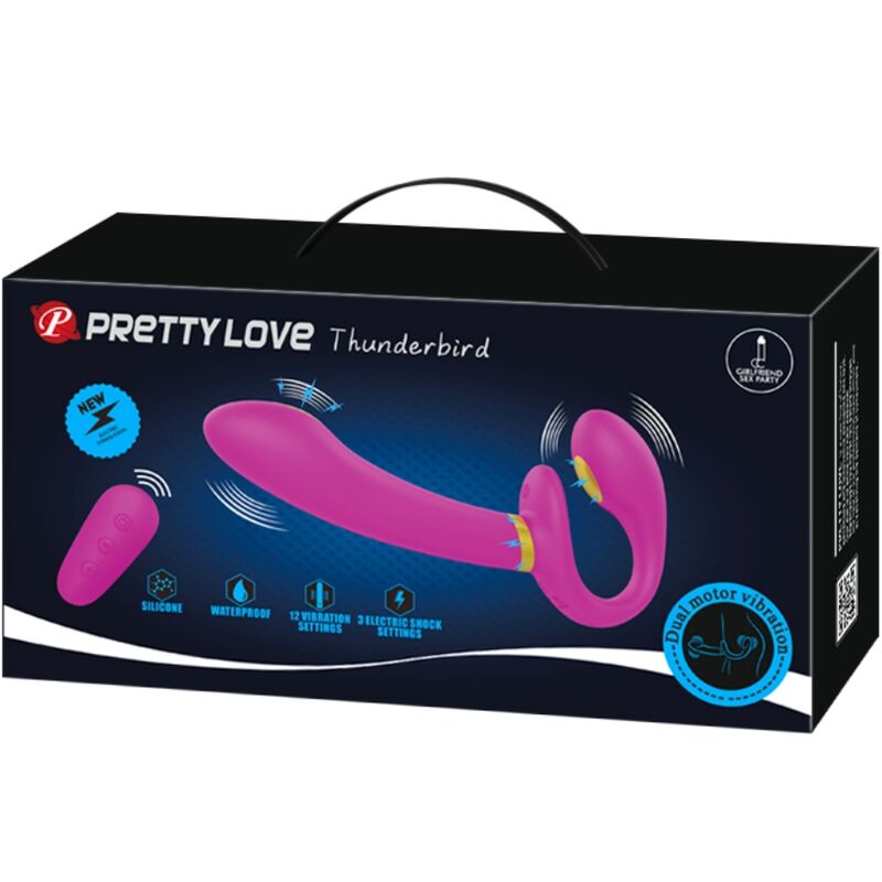 PRETTY LOVE - THUNDERBIRD DOUBLE VIBRATEUR STRAP-ON TÉLÉCOMMANDE VIOLET