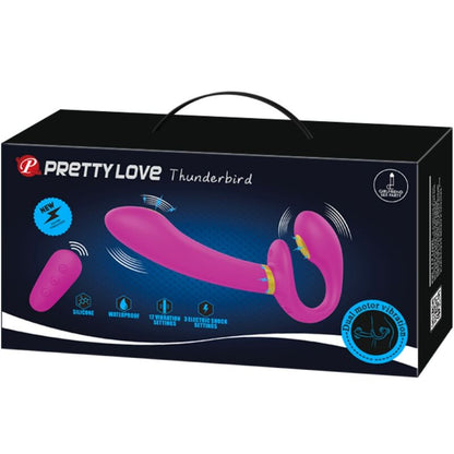 PRETTY LOVE - THUNDERBIRD DOUBLE VIBRATEUR STRAP-ON TÉLÉCOMMANDE VIOLET