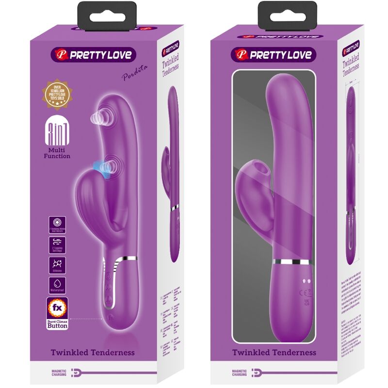 PRETTY LOVE - VIBRATEUR LAPIN MULTIFONCTION 3 EN 1 PERLITA VIOLET