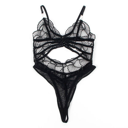 SUBBLIME - 955229 BODY TRANSPARENT AVEC DENTELLE CREUSE NOIR L/XL