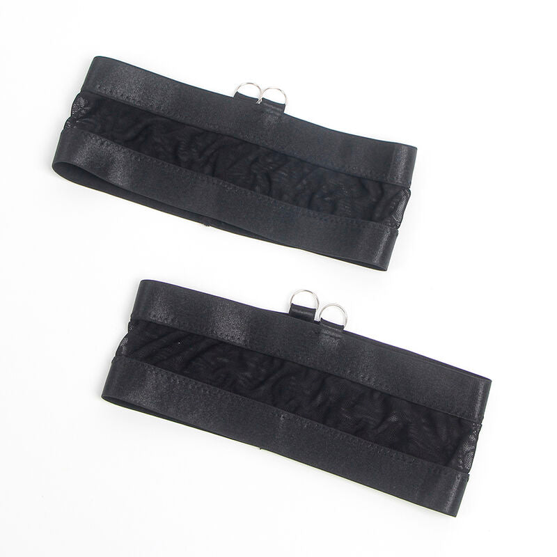 SUBBLIME - 955236 ENSEMBLE SOUTIEN-GORGE BONDAGE NOIR AVEC JARRETELLE S/M