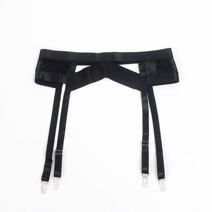 SUBBLIME - 955236 ENSEMBLE SOUTIEN-GORGE BONDAGE NOIR AVEC JARRETELLE S/M