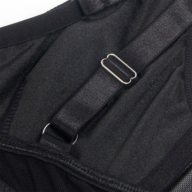 SUBBLIME - 955236 ENSEMBLE SOUTIEN-GORGE BONDAGE NOIR AVEC JARRETELLE S/M