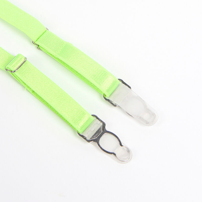 SUBBLIME - 955311 ENSEMBLE SOUTIEN-GORGE AVEC LIGNES DENTELLE ET JARRETELLE VERT ET BLEU S/M