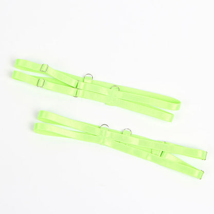 SUBBLIME - 955328 ENSEMBLE SOUTIEN-GORGE AVEC LIGNES DENTELLE ET JARRETELLE VERT ET BLEU L/XL