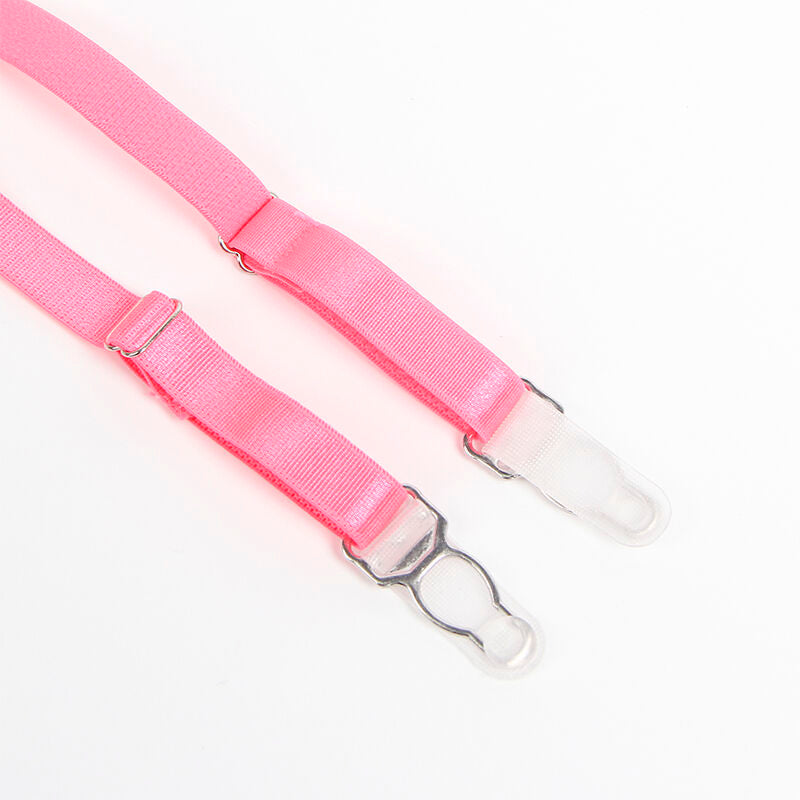 SUBBLIME - 955366 ENSEMBLE SOUTIEN-GORGE AVEC LIGNES DE DENTELLE ET JARRETELLES ROSE ET VIOLET L/XL