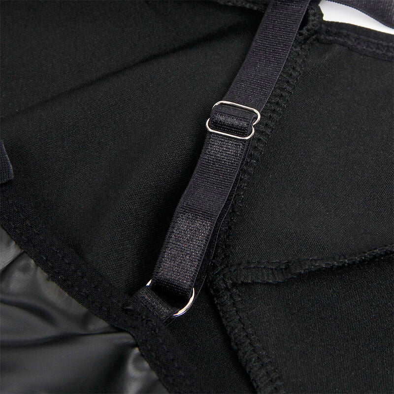 SUBBLIME - 955380 ROBE À BRETELLES EN CUIR NOIR L/XL