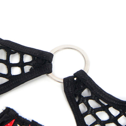 SUBBLIME - 955533 ENSEMBLE SOUTIEN-GORGE À FERMETURE ÉCLAIR EN CUIR VERNI ROUGE S/M