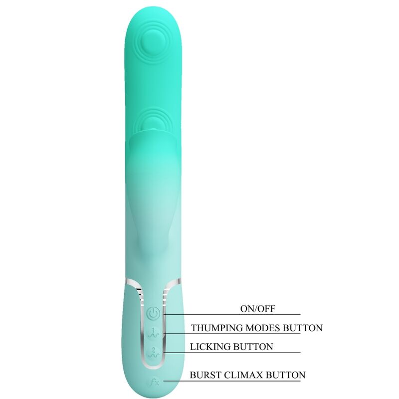 PRETTY LOVE - VIBRATEUR LAPIN MULTIFONCTION GIGI VERT AQUA