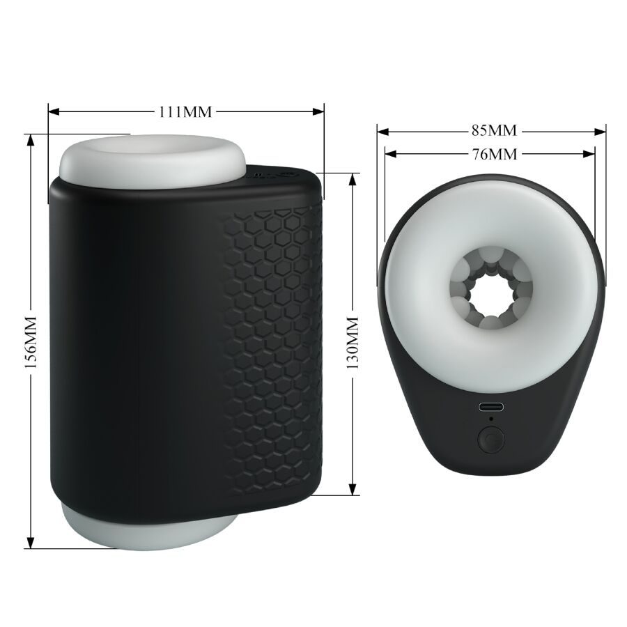 PRETTY LOVE - MASTURBATEUR POUR HOMME DJ GIRL AVEC VIBRATION 5 RÉGLAGES NEGRO