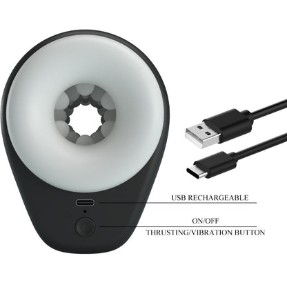 PRETTY LOVE - MASTURBATEUR POUR HOMME DJ GIRL AVEC VIBRATION 5 RÉGLAGES NEGRO