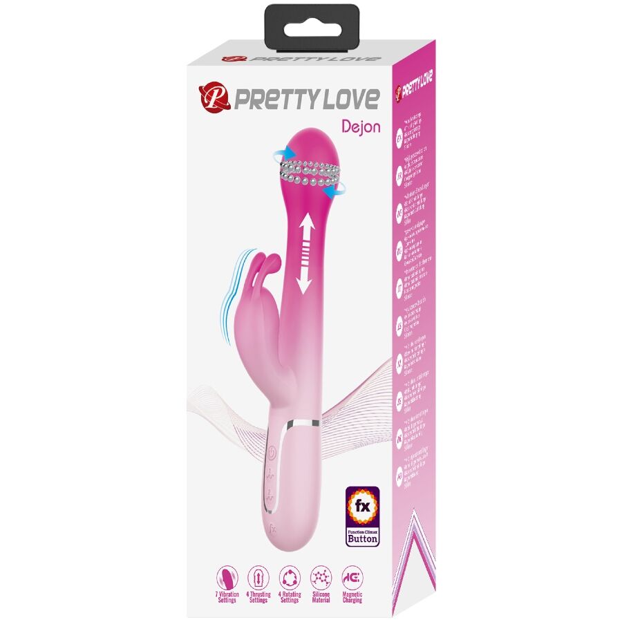 PRETTY LOVE - VIBRATEUR LAPIN MULTIFONCTION 3 EN 1 DEJON ROSE