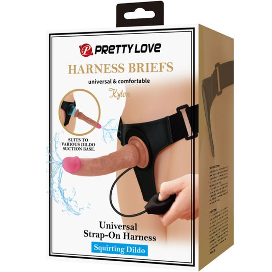 PRETTY LOVE - CULOTTE HARNAIS UNIVERSELLE KYTON AVEC GODE SQUIRTING 19 CM MULATO