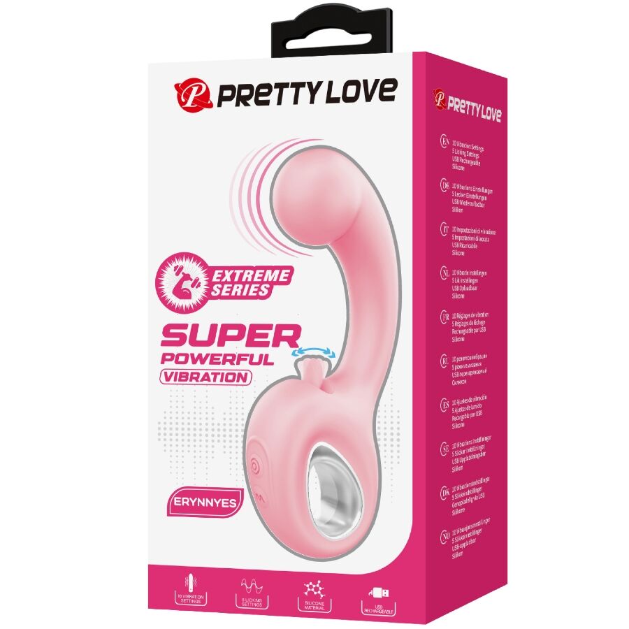 PRETTY LOVE - VIBRATEUR POINT G + STIMULATEUR DE CLITORIS ERYNNYES 10 VIBRATIONS ROSE