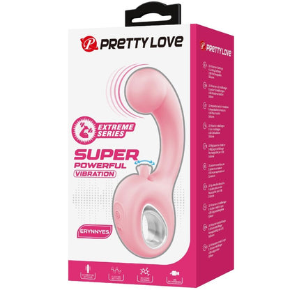 PRETTY LOVE - VIBRATEUR POINT G + STIMULATEUR DE CLITORIS ERYNNYES 10 VIBRATIONS ROSE