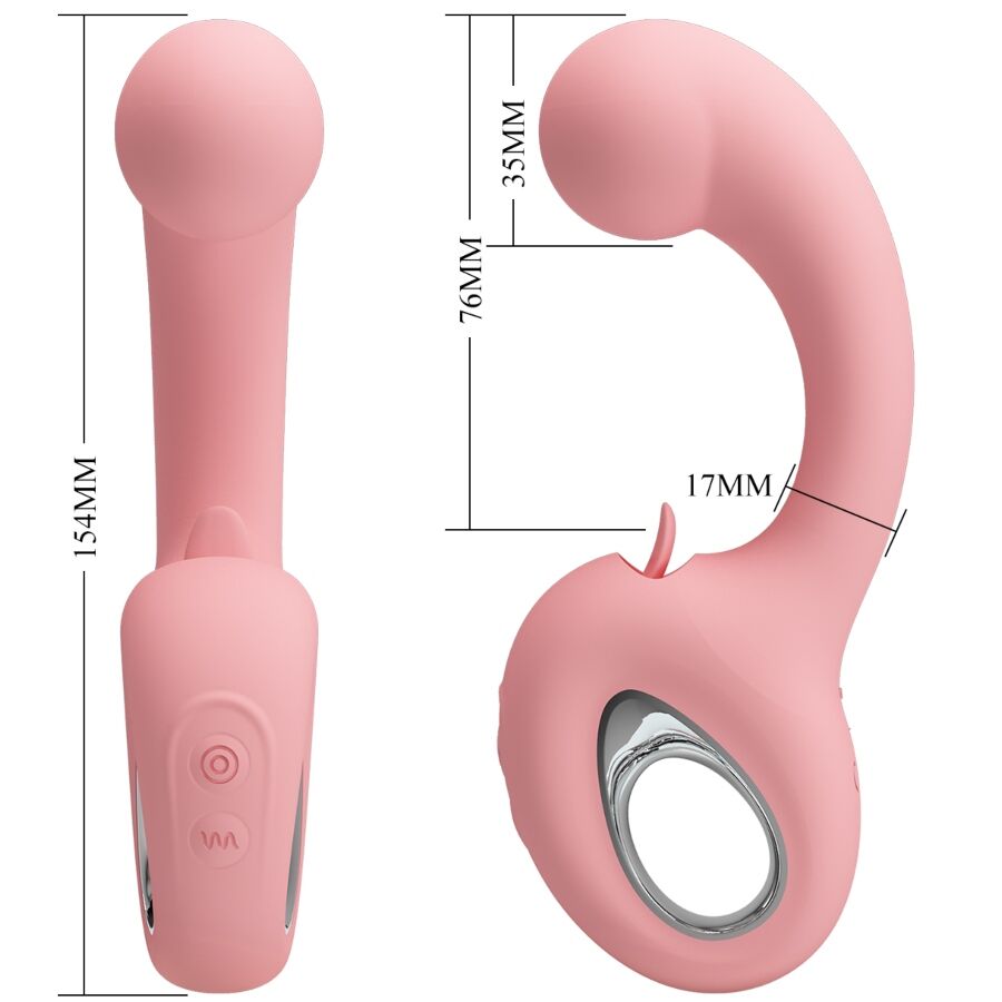 PRETTY LOVE - VIBRATEUR POINT G + STIMULATEUR DE CLITORIS ERYNNYES 10 VIBRATIONS ROSE
