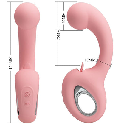 PRETTY LOVE - VIBRATEUR POINT G + STIMULATEUR DE CLITORIS ERYNNYES 10 VIBRATIONS ROSE
