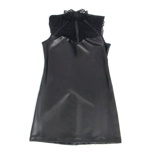 SUBBLIME - 957551 ROBE EN CUIR COL DENTELLE NOIR L/XL