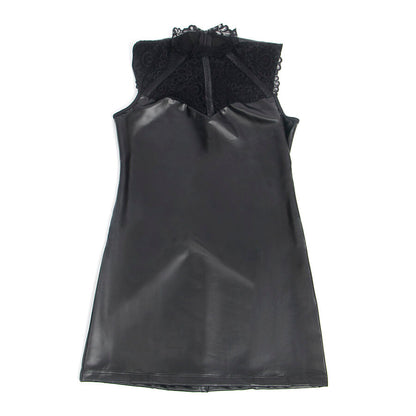 SUBBLIME - 957551 ROBE EN CUIR COL DENTELLE NOIR L/XL