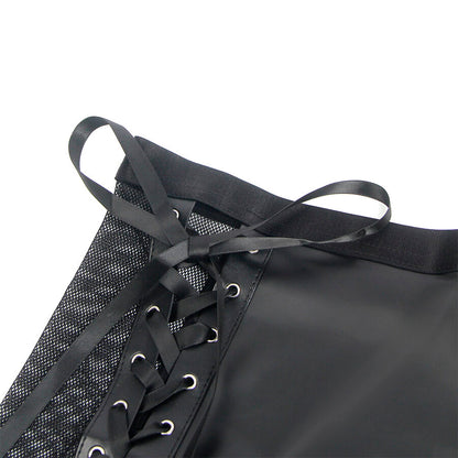 SUBBLIME - 957599 ENSEMBLE SOUTIEN-GORGE ET JUPE EN CUIR NOIR L/XL