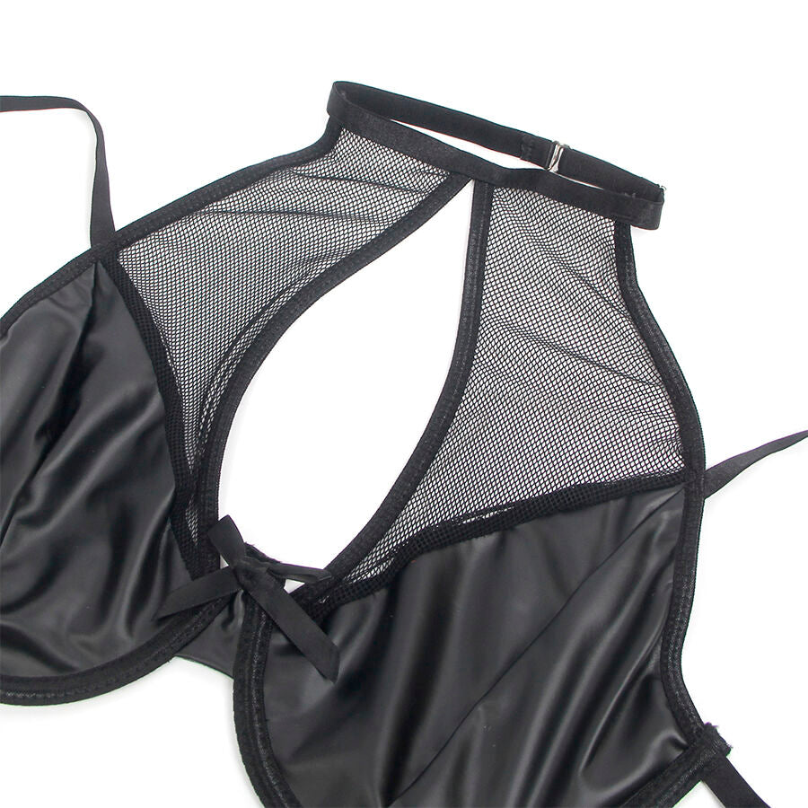 SUBBLIME - 957599 ENSEMBLE SOUTIEN-GORGE ET JUPE EN CUIR NOIR L/XL