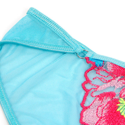 SUBBLIME - 957650 ENSEMBLE SOUTIEN-GORGE ET PORTE-JARRETELLES BRODÉ FLEURS ROSE L/XL