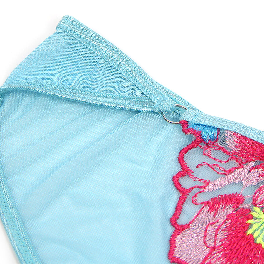 SUBBLIME - 957650 ENSEMBLE SOUTIEN-GORGE ET PORTE-JARRETELLES BRODÉ FLEURS ROSE L/XL